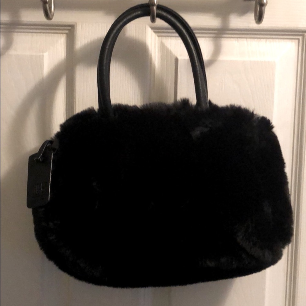 Black Faux Fur HandBag